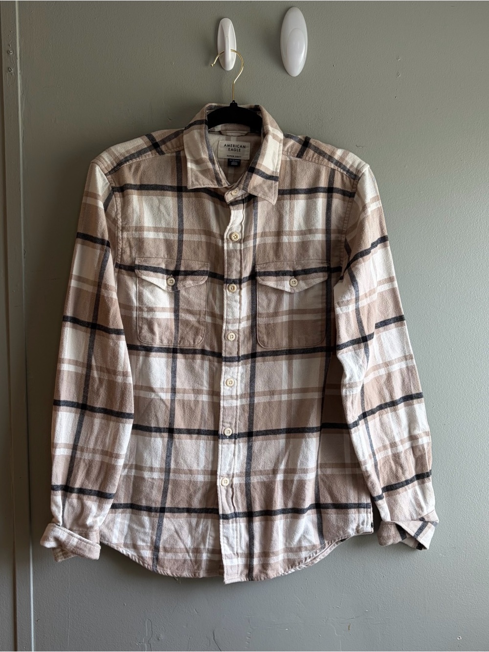 American Eagle Super Soft Brown Plaid Flannel Shirt - XS